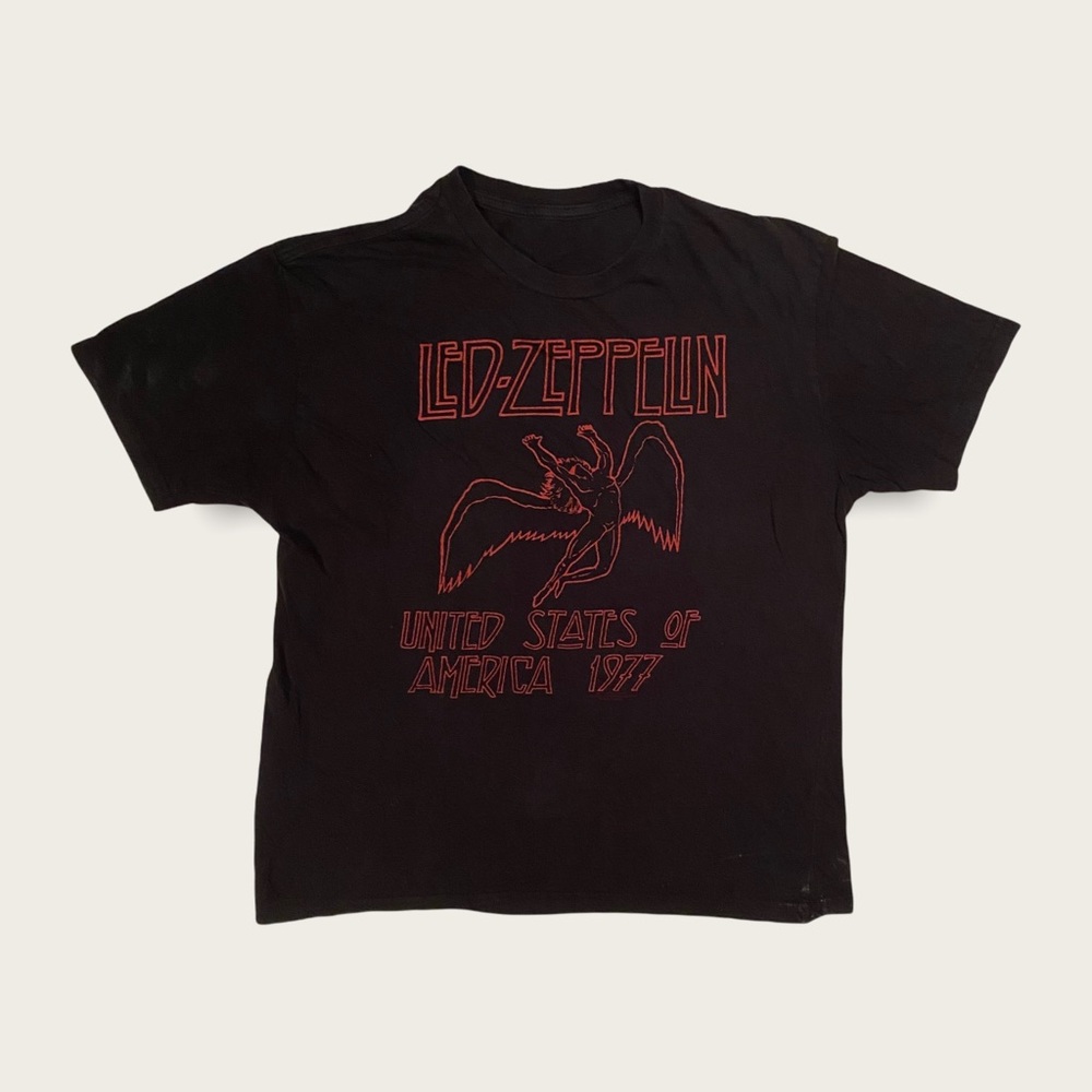 00'S TEN Led Zeppelin Band T-shirt, Band T, Men's XL size cotton black type Vintage Second Hand